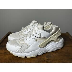 Nike Air Huarache Shoes Run Boys Triple White Sneakers 654275-110 Size 7Y